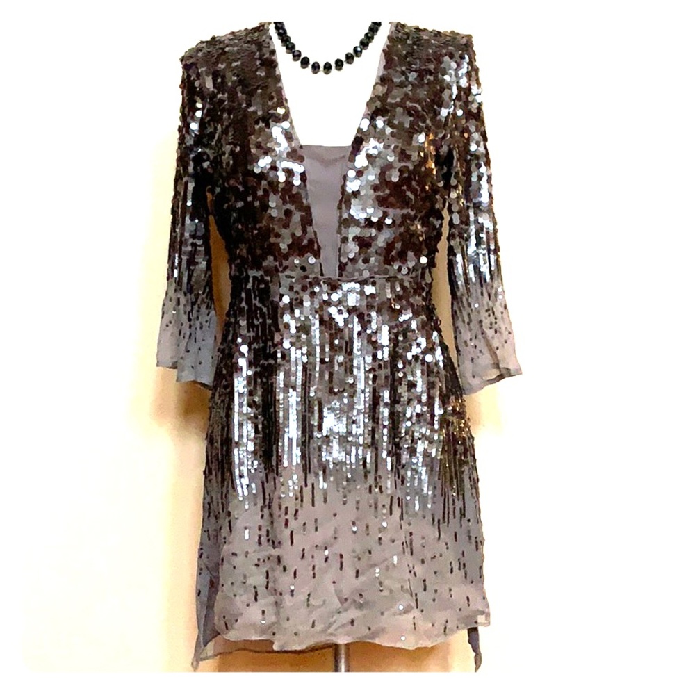 💥 HALSTON H Statement sequined dress with sleeves